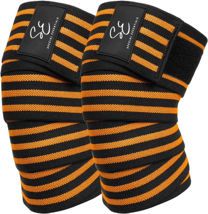 Special Essentials Store Knee Wraps for Weightlifting with Strap (2 Pack) - 72 Inches Flexible Support for Men & Women, for Powerlifting, Squats, Leg Press, and Cross Training - Image 1